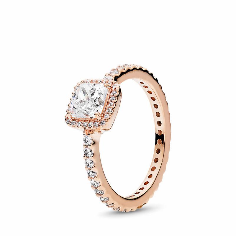 Pandora Square Sparkle Statement Ring - Pandora Rose/Cubic Zirconia - Canada | WF3327XM